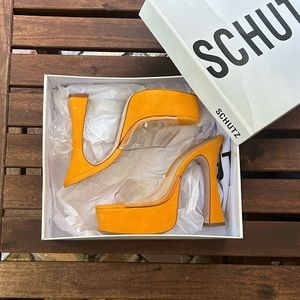 SCHUTZ orange platform sandal